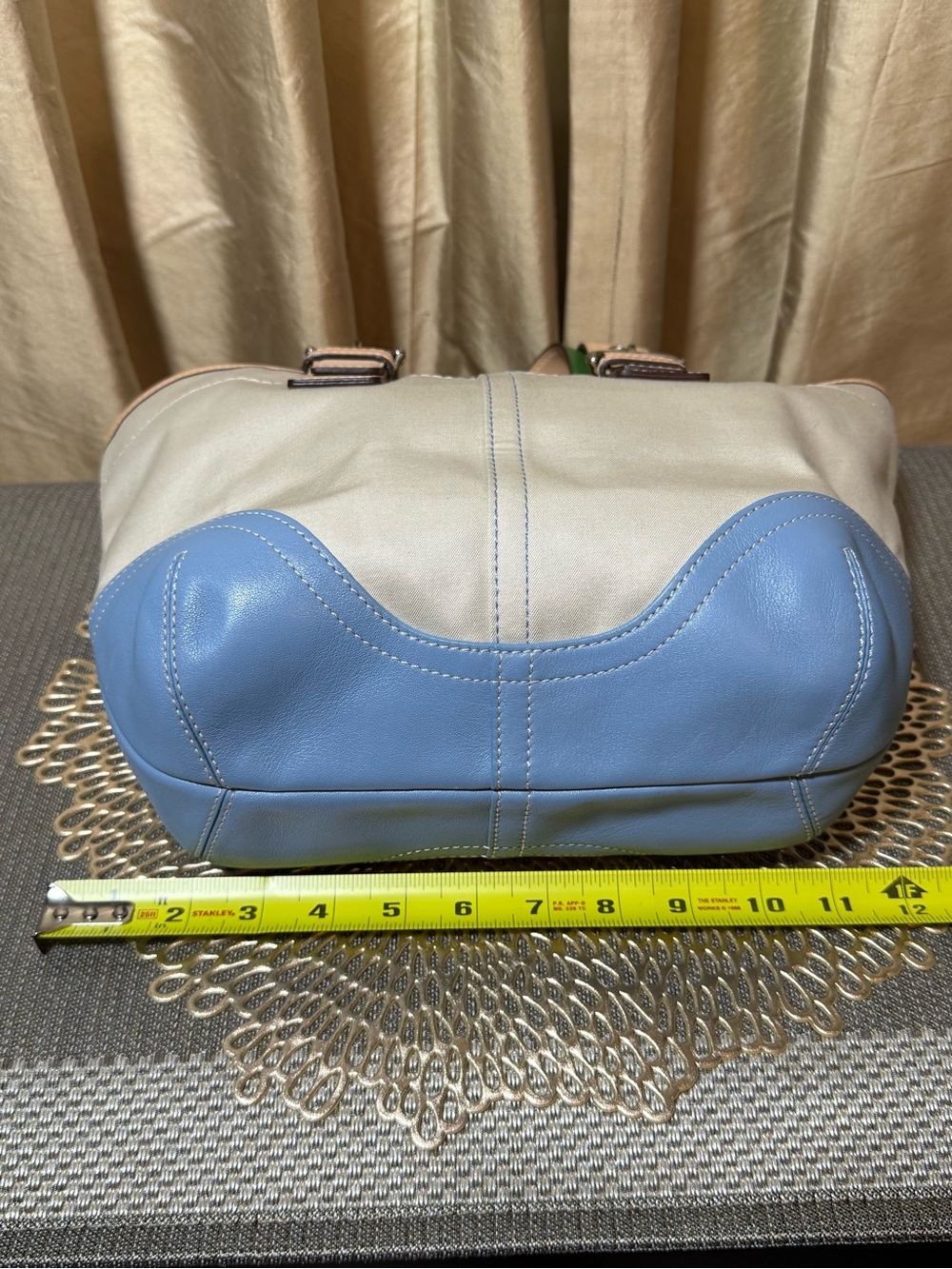 Coach Soho 2003 Daisy Tote 4428 Canvas Blue Trim Green Lining Y2K Rare Vintage - Picture 14 of 16